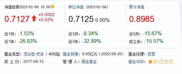 跌麻了！国金鑫瑞灵活配置2022年仅涨2天<strong></p>
<p>每日净值查询</strong>，三季度规模仅23万元