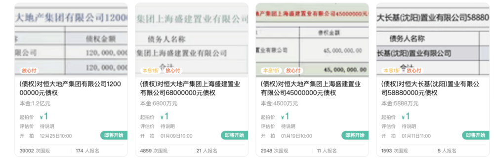 1元起拍<strong></p>
<p>高频炒币工具推荐</strong>，恒大地产集团1.2亿元债权拍卖参与者众多