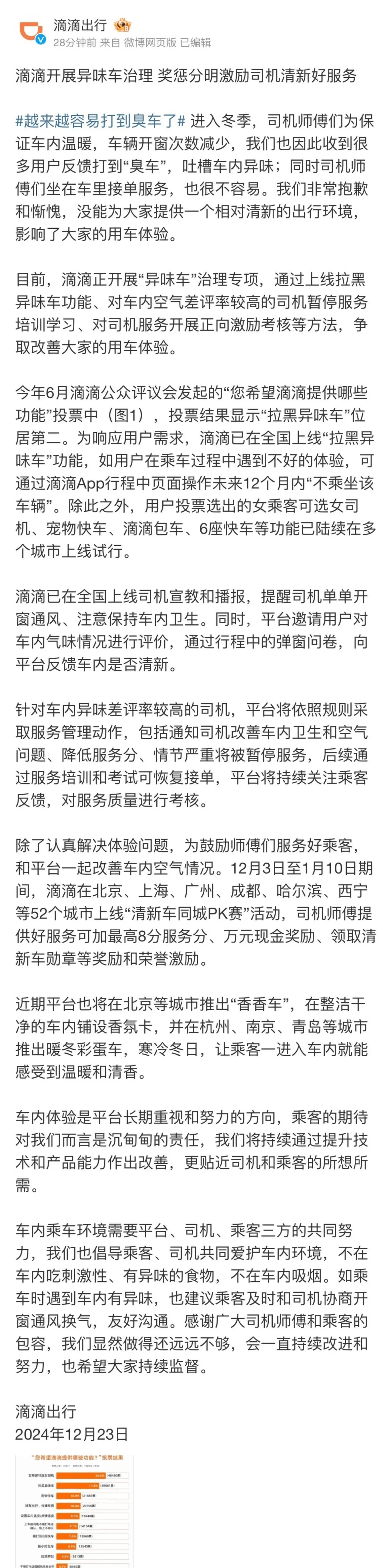 滴滴就“打到臭车”致歉：正开展“异味车”治理<strong></p>
<p>高频炒币工具推荐</strong>，拉黑功能上线