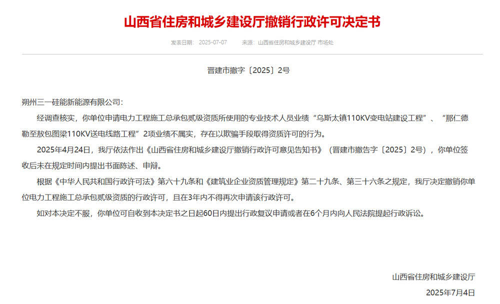 以欺骗手段取得资质<strong></p>
<p>期货原油交易时间</strong>，山西省住建厅连发6则撤销行政许可决定书